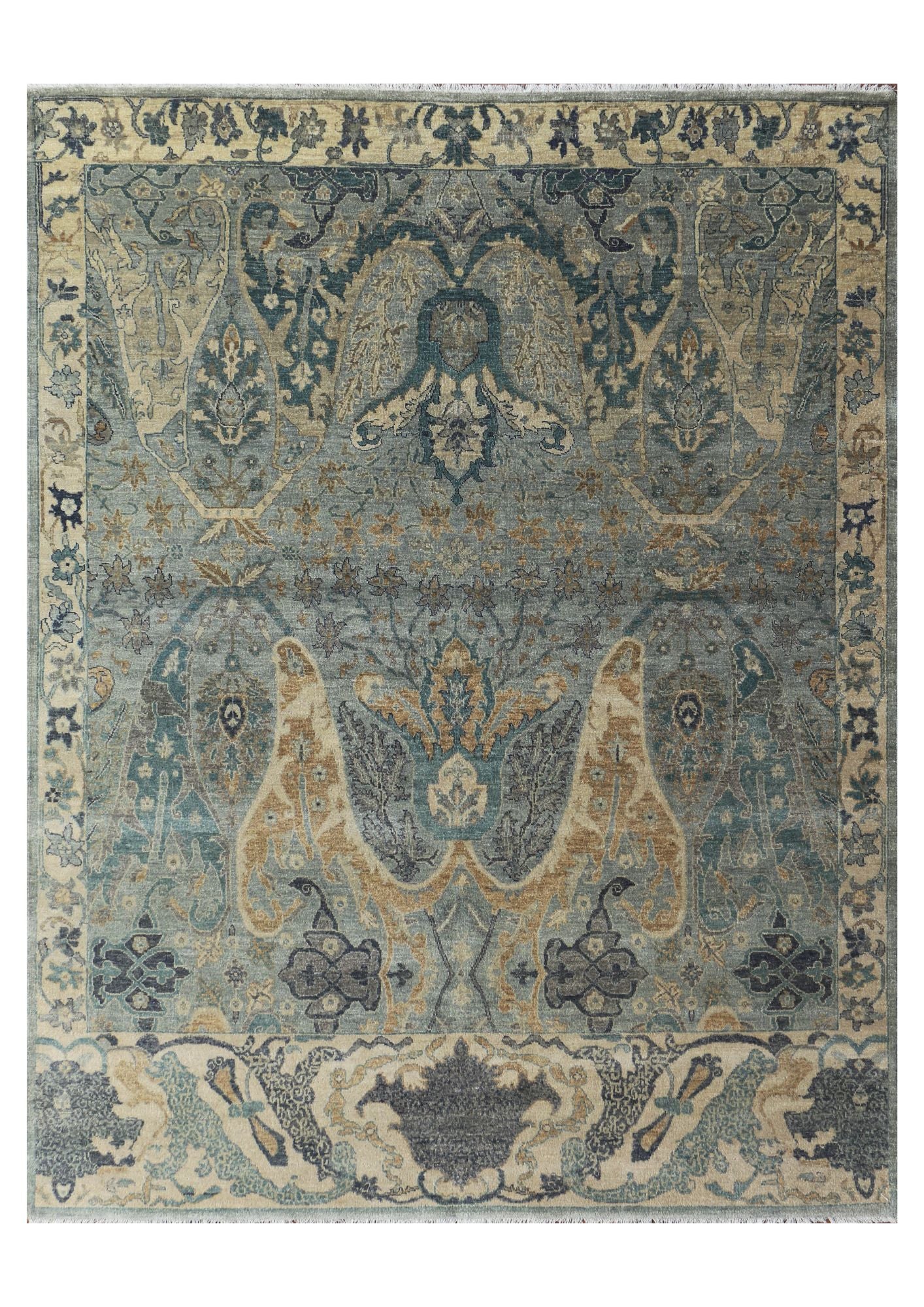 Hand-Knotted Woolen Area Rug 5162 (8x10) Ghazni Wool Low Pile