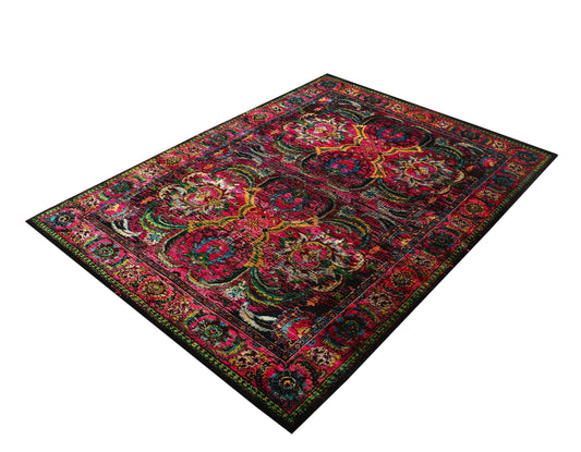 MAGENTA ROYAL BLOSSOM - Silk Handknotted Rug