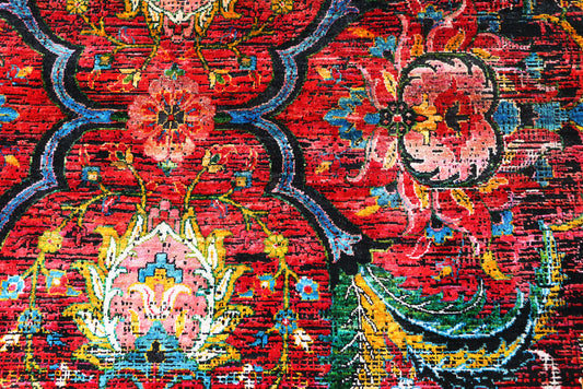 ROYAL BLOOM RED - Silk Handknotted Rug