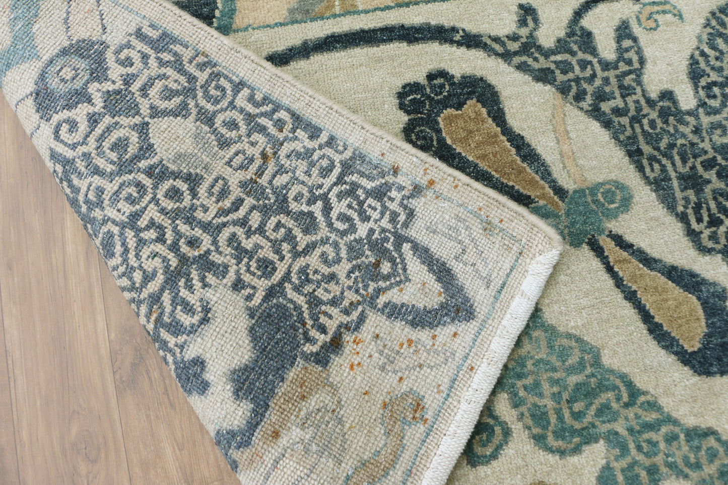 New Hand-Knotted Woolen Area Rug 5162.1 (9x12) Ghazni Wool Low Pile