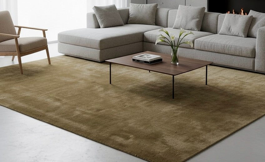 Rugowl Olive Moss Plain Area Rug