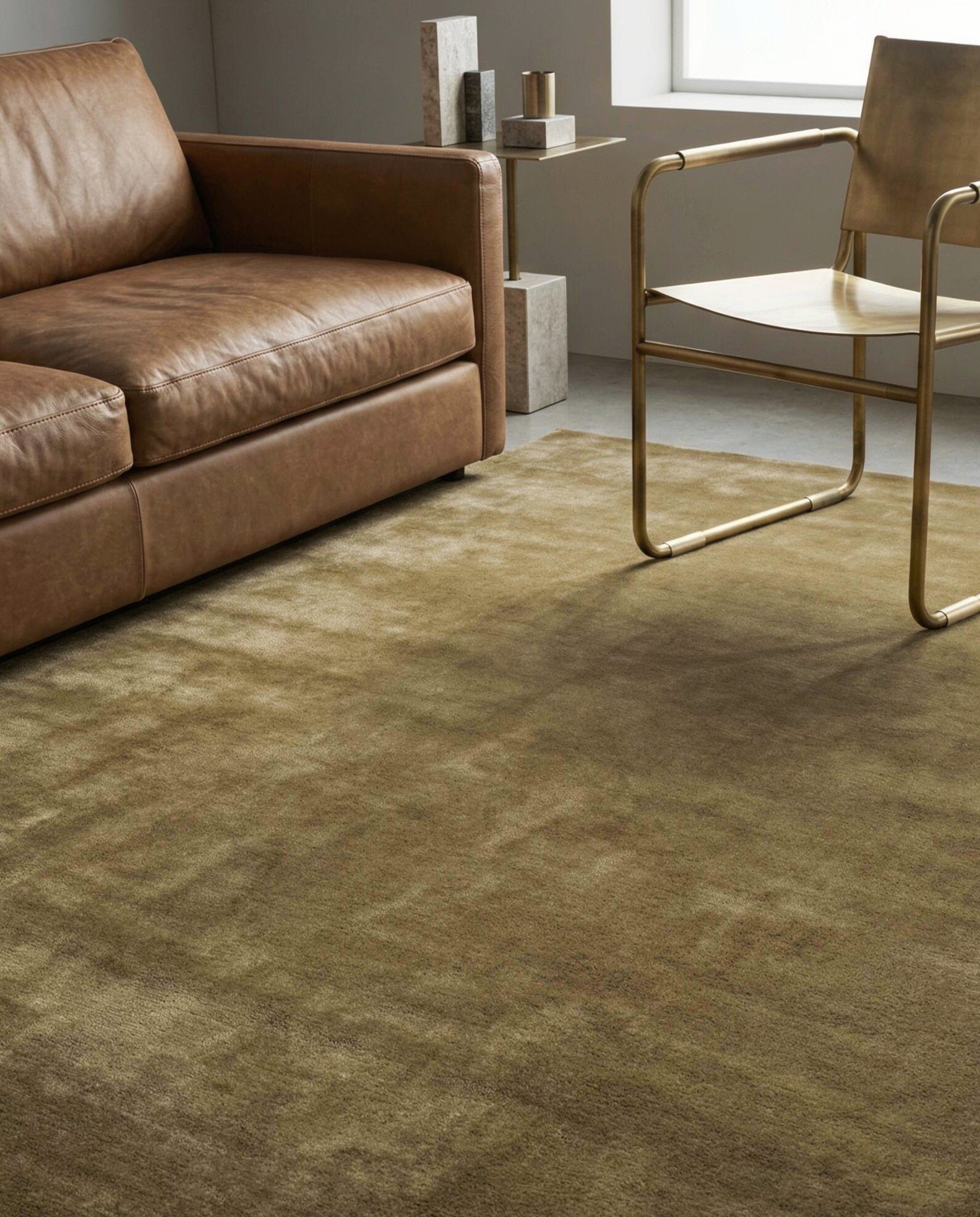 Rugowl Olive Moss Plain Area Rug