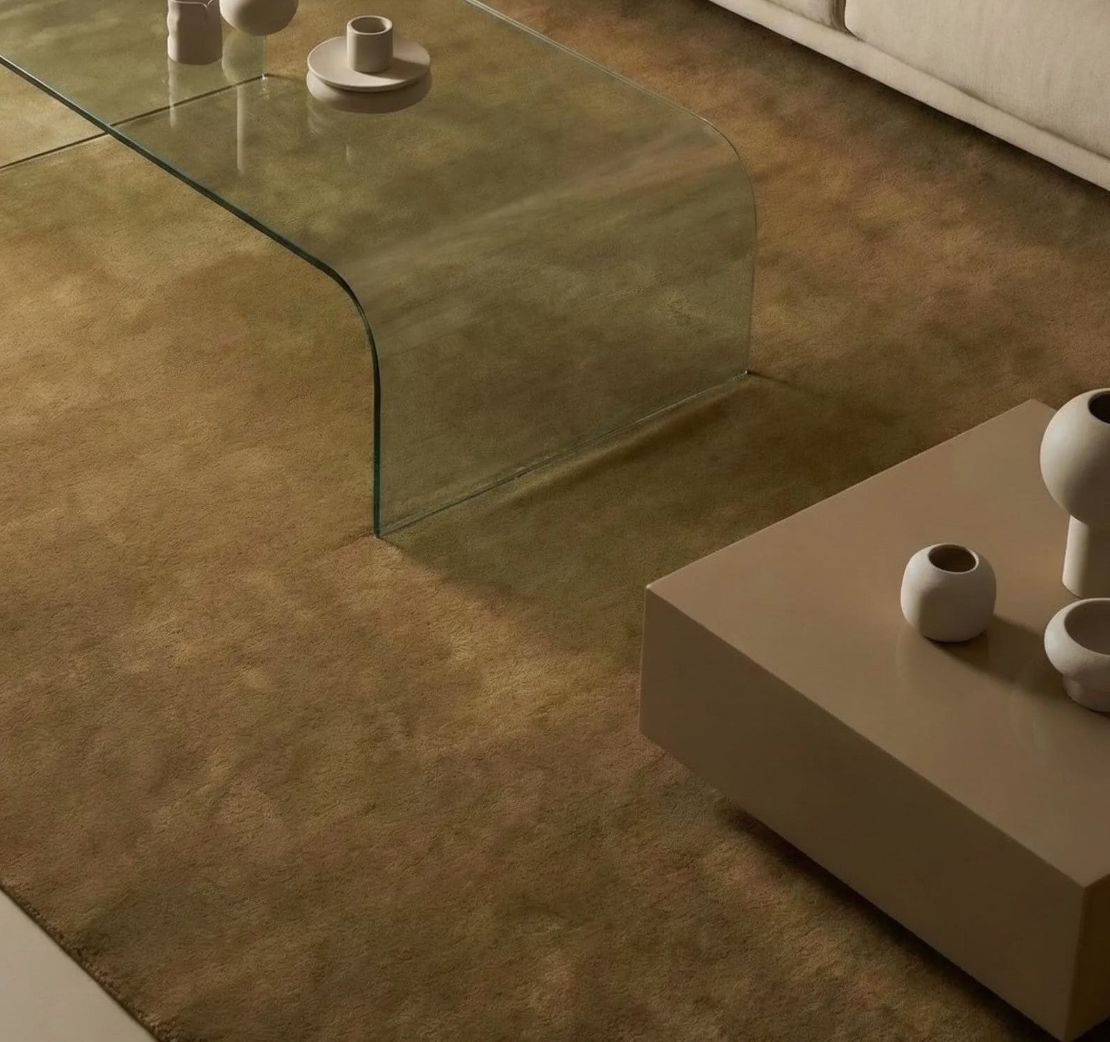 Rugowl Olive Moss Plain Area Rug