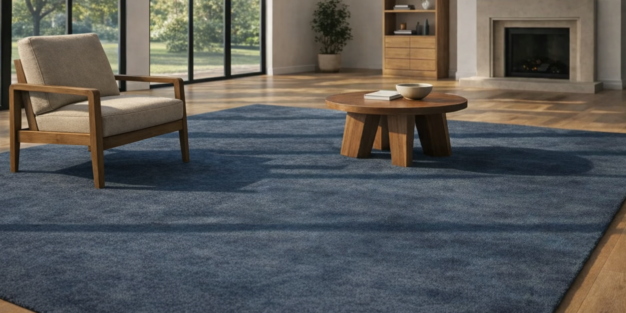 Rugowl Deep Blue Plain Area Rug