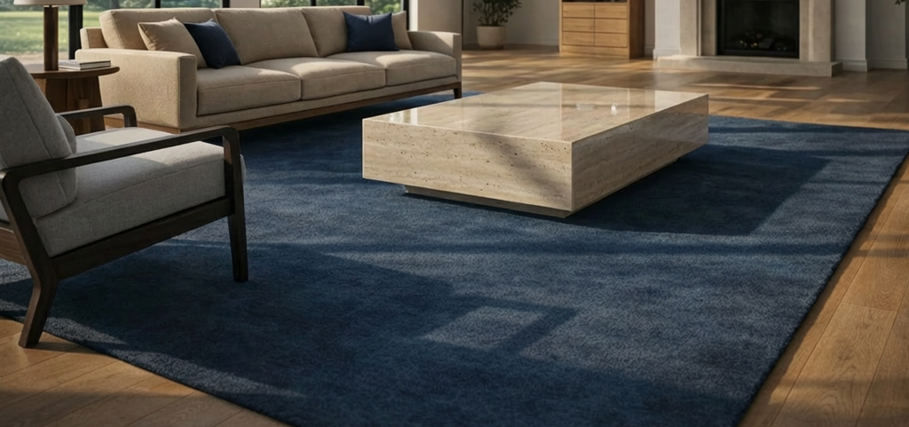 Rugowl Deep Blue Plain Area Rug