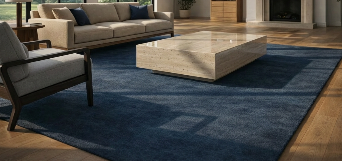 Rugowl Deep Blue Plain Area Rug