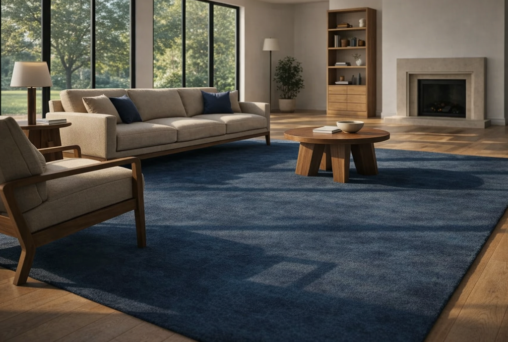 Rugowl Deep Blue Plain Area Rug