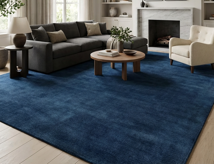 Rugowl Deep Blue Plain Area Rug