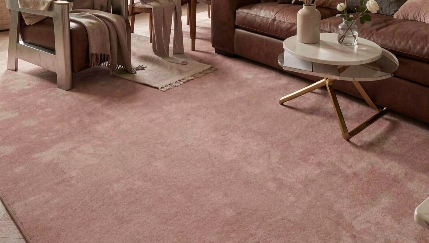 Rugowl Dusty Blush Plain Area Rug