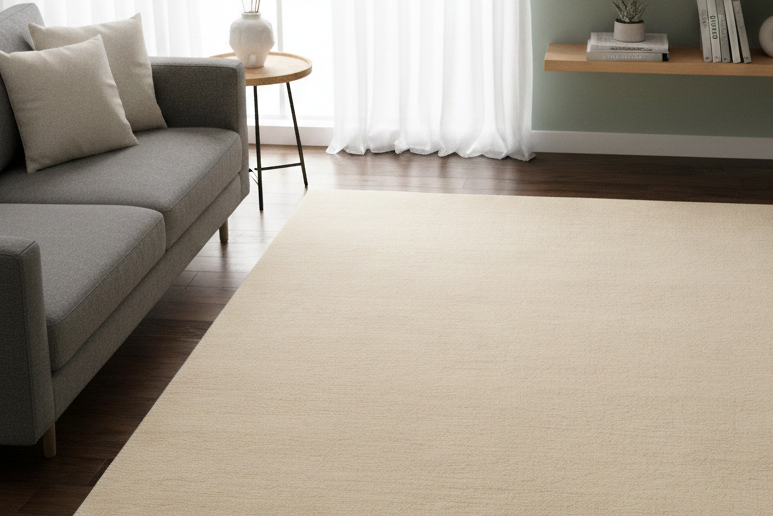 Rugowl Soild Cream Plain Area Rug