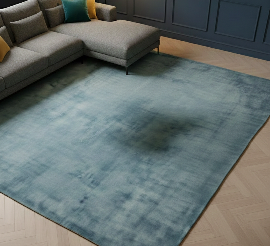 Rugowl Steel Blue Plain Area Rug