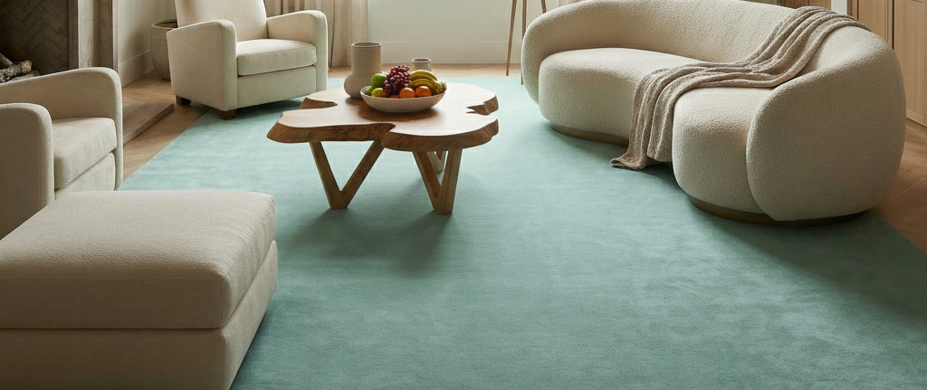 Rugowl Powder Blue Plain Area Rug