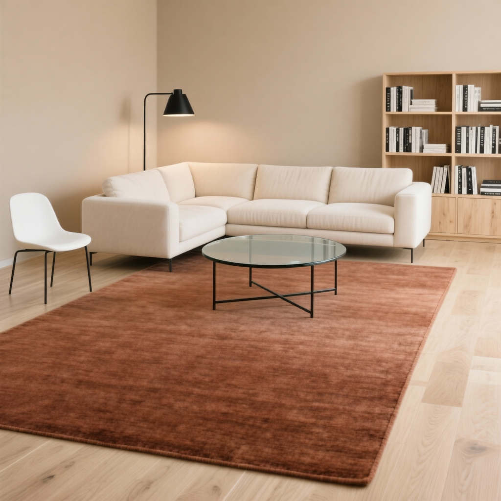 Rugowl Rust Brown Plain Area Rug