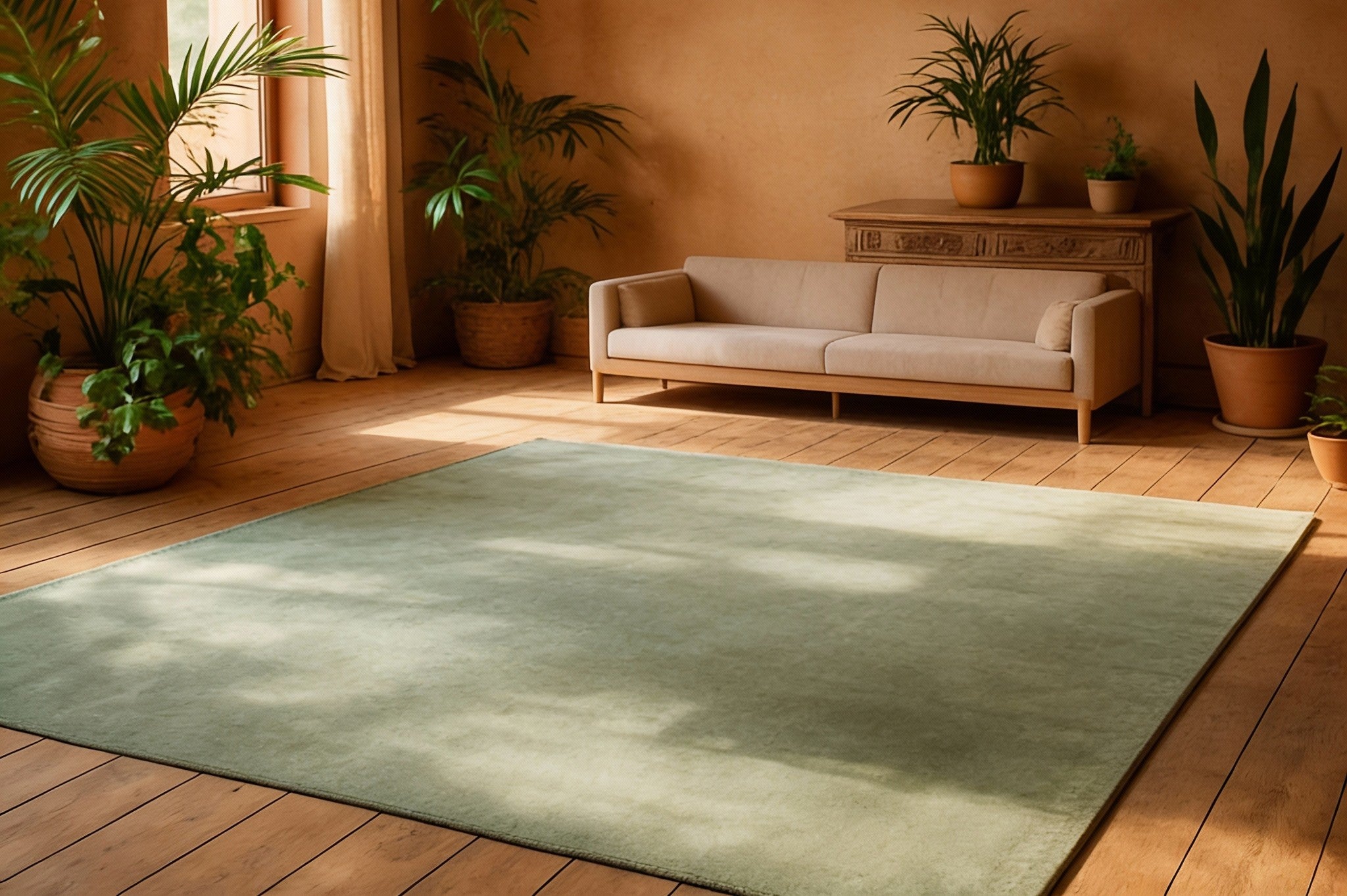 Rugowl Sage Green Plain Area Rug