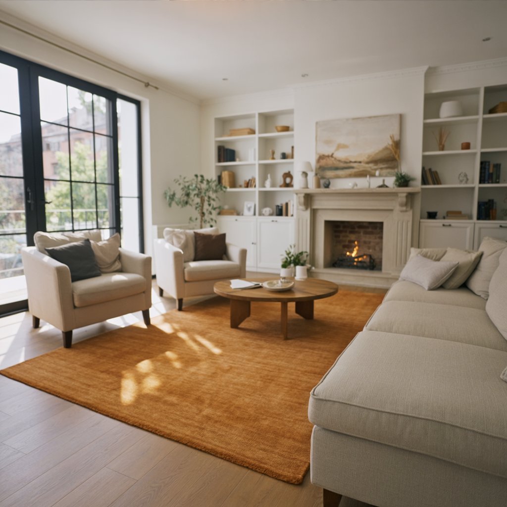 Rugowl Soild Cream Plain Area Rug