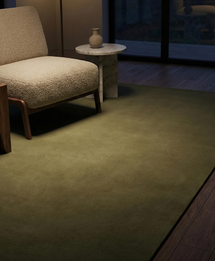 Rugowl Olive Moss Plain Area Rug