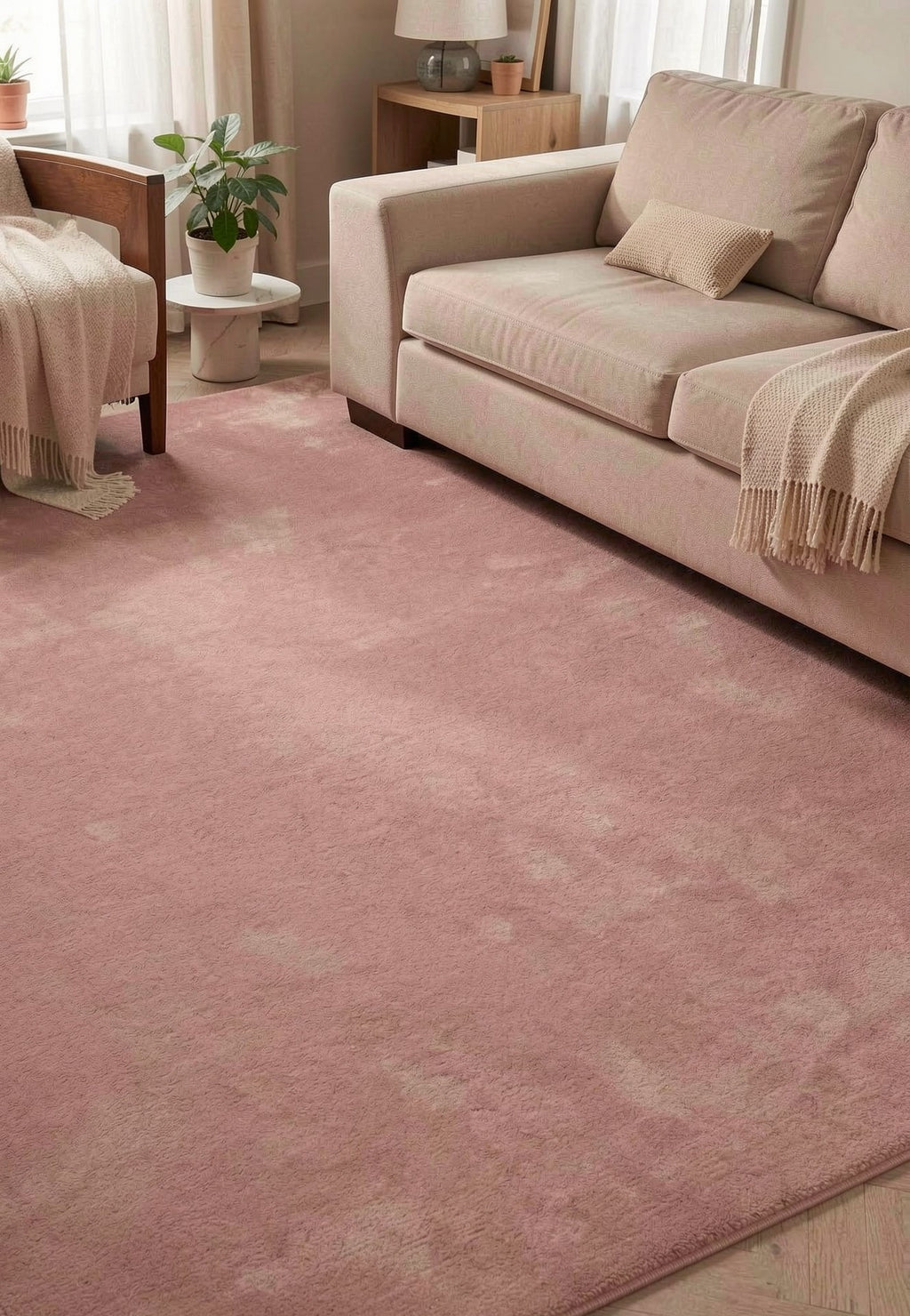 Rugowl Dusty Blush Plain Area Rug