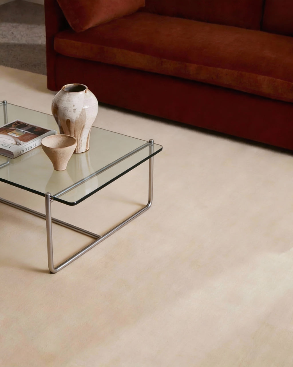 Rugowl Soild Cream Plain Area Rug