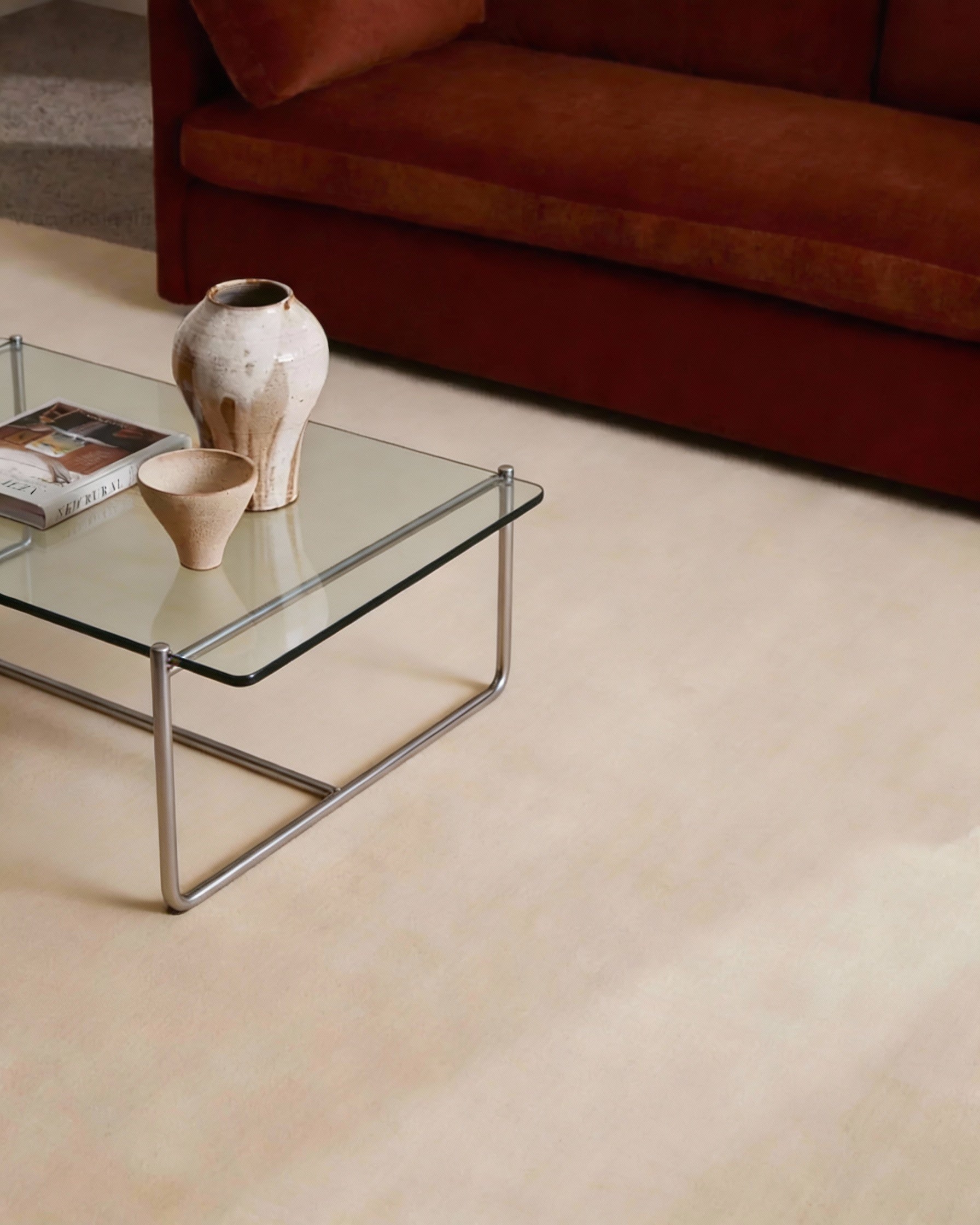 Rugowl Soild Cream Plain Area Rug