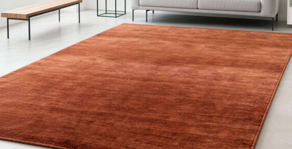 Rugowl Rust Brown Plain Area Rug