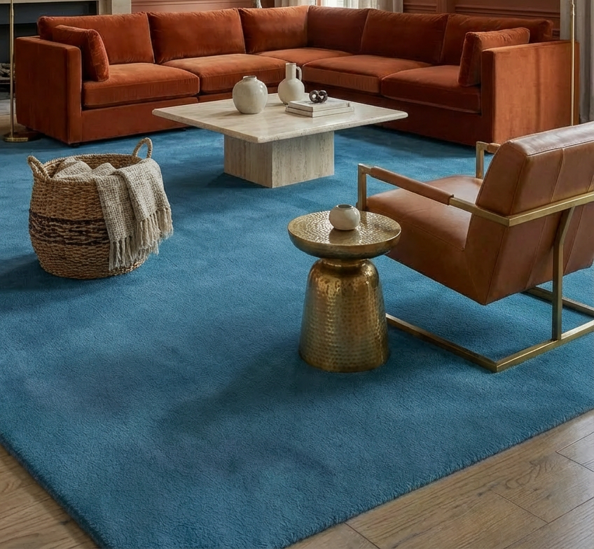 Rugowl Modern Ocean Blue Plain Area Rug