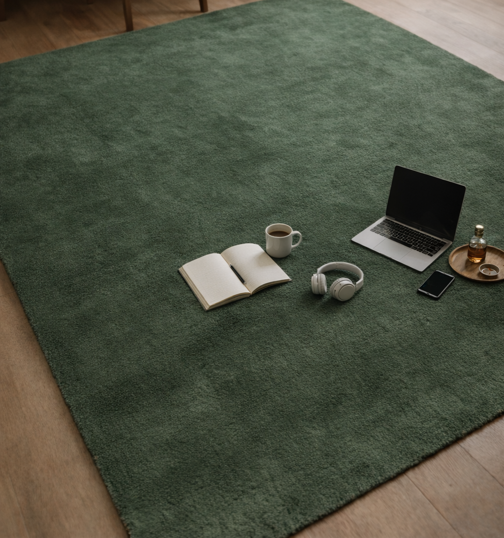 Rugowl Forest Green Plain Area Rug