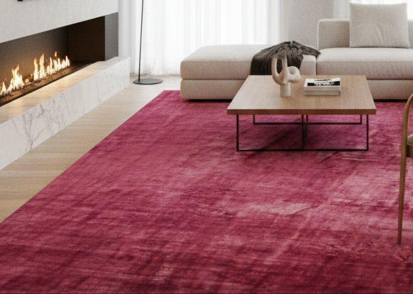 Rugowl Rich Berry Pink Plain Area Rug