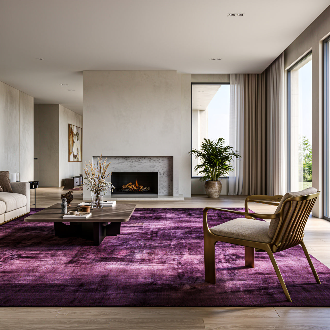 Rugowl Plum Dusk Plain Area Rug