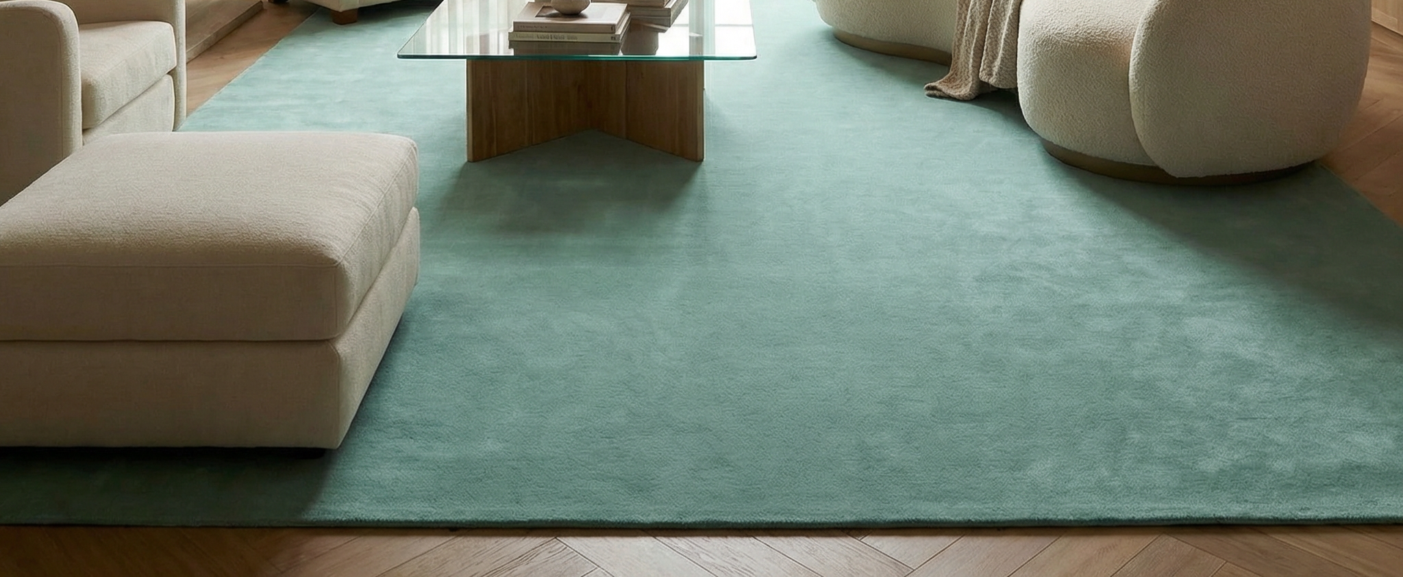 Rugowl Powder Blue Plain Area Rug