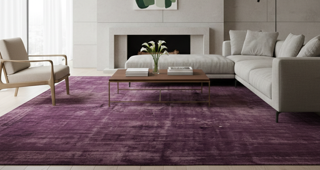 Rugowl Plum Dusk Plain Area Rug