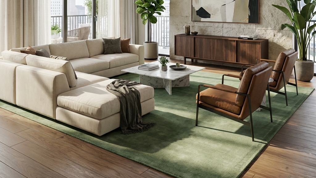 Rugowl Sage Green Plain Area Rug