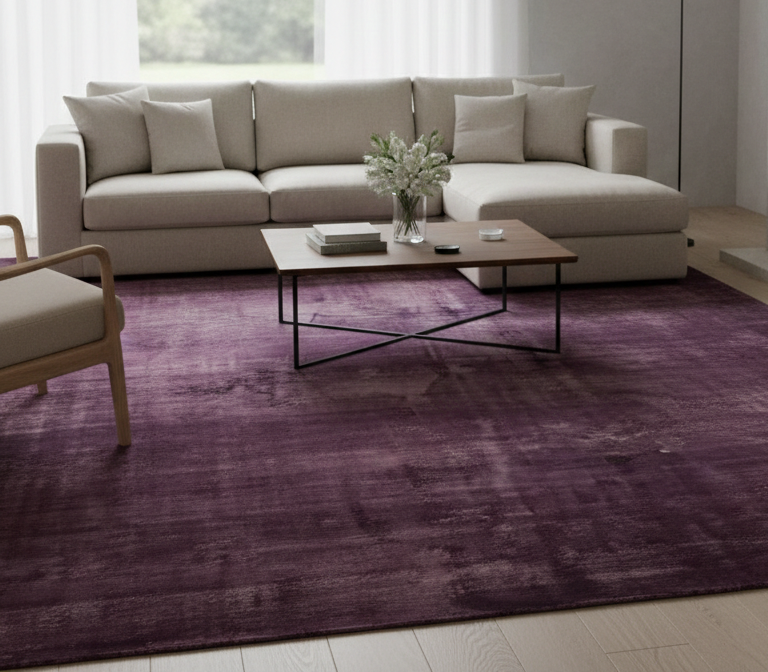 Rugowl Plum Dusk Plain Area Rug