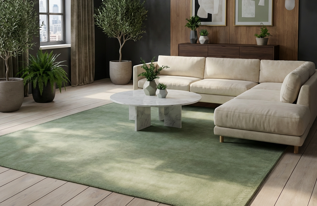 Rugowl Sage Green Plain Area Rug