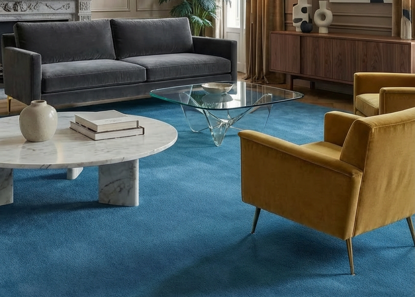 Rugowl Modern Ocean Blue Plain Area Rug