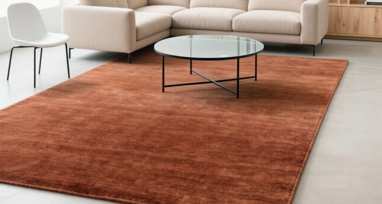 Rugowl Rust Brown Plain Area Rug