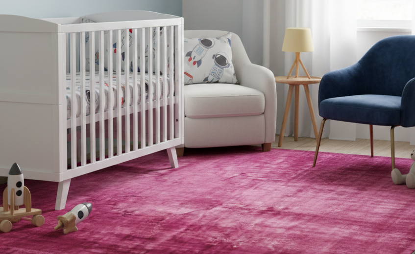 Rugowl Rich Berry Pink Plain Area Rug