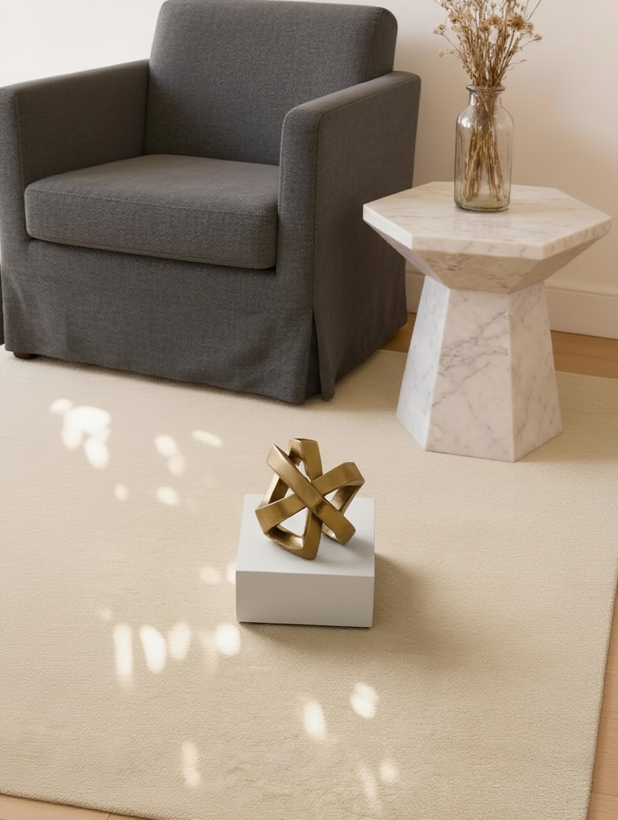 Rugowl Soild Cream Plain Area Rug