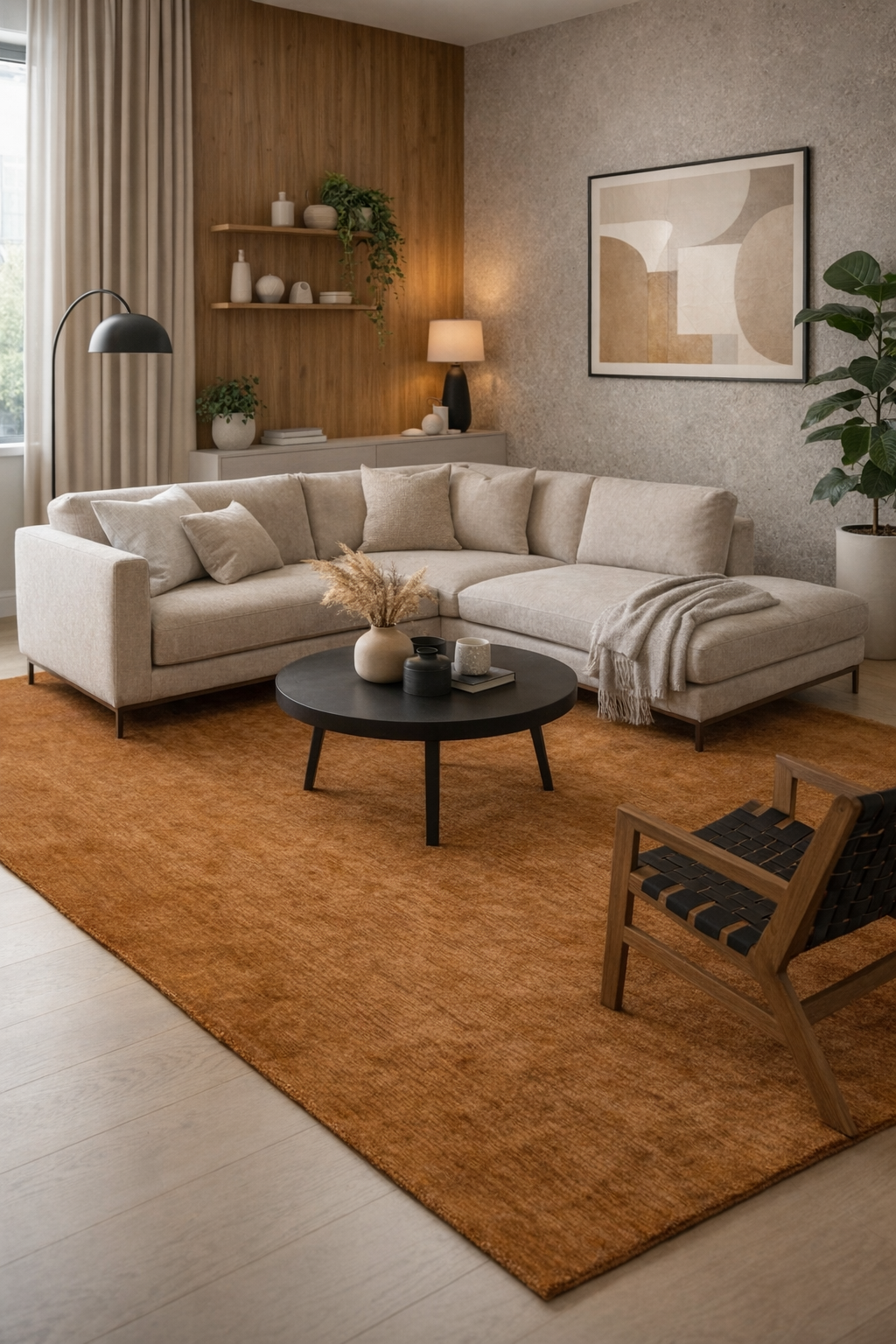 Rugowl Soild Cream Plain Area Rug