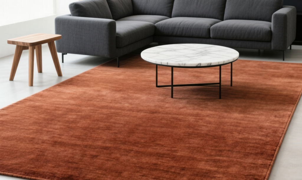 Rugowl Rust Brown Plain Area Rug