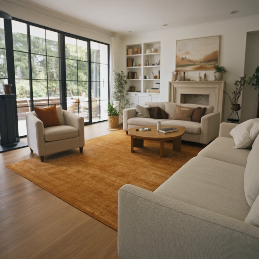 Rugowl Soild Cream Plain Area Rug