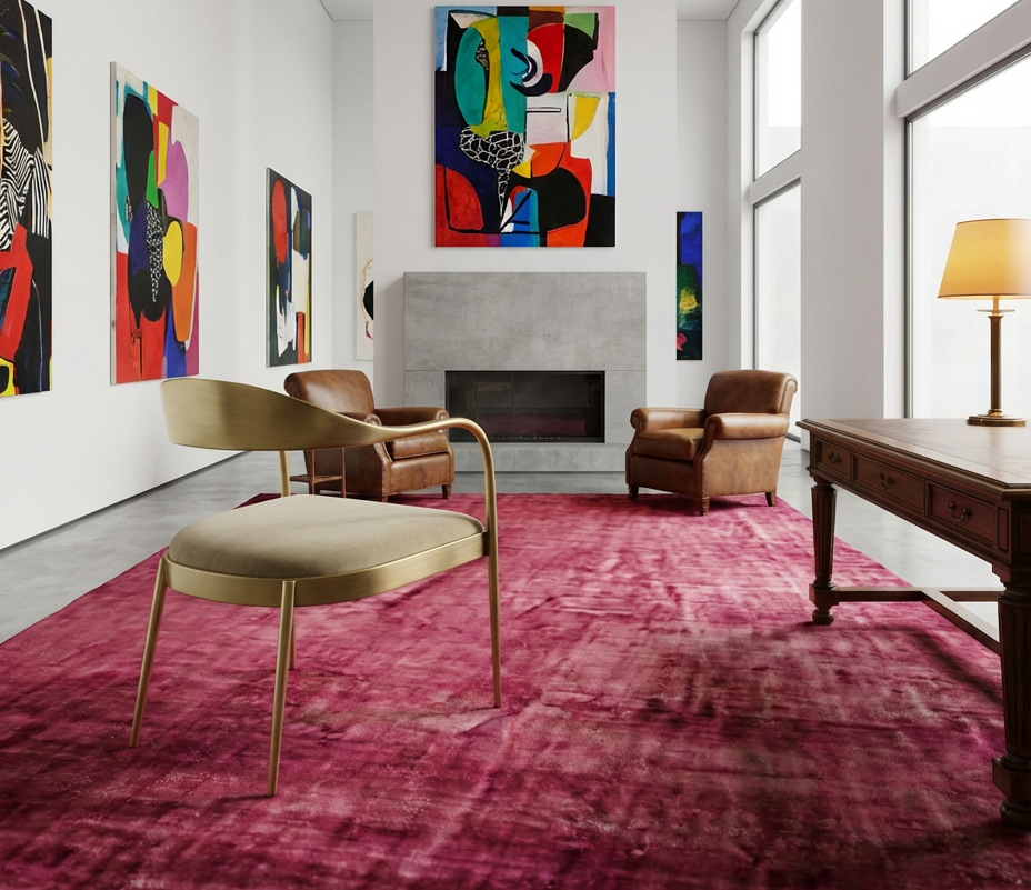 Rugowl Rich Berry Pink Plain Area Rug