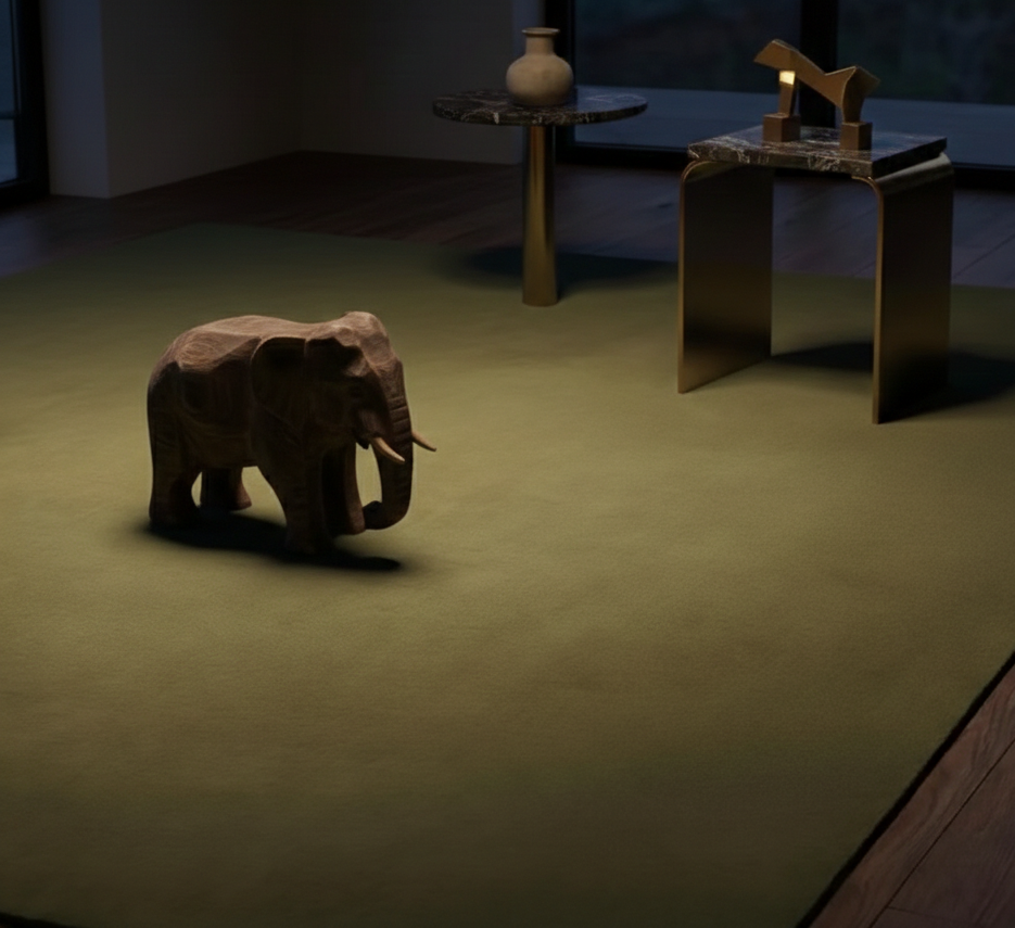 Rugowl Olive Moss Plain Area Rug