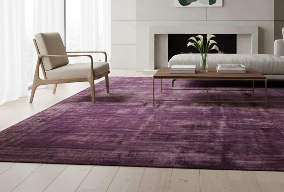 Rugowl Plum Dusk Plain Area Rug