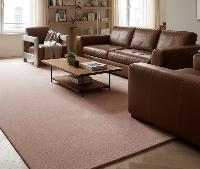 Rugowl Dusty Blush Plain Area Rug