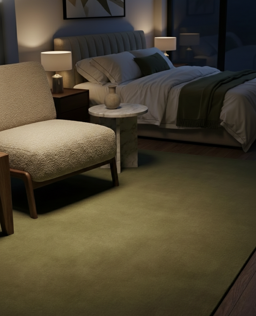 Rugowl Olive Moss Plain Area Rug