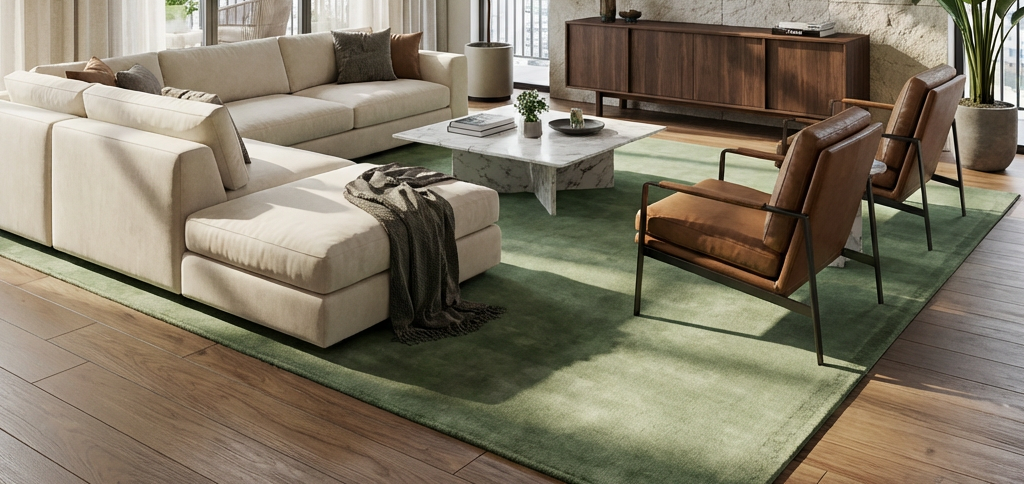 Rugowl Sage Green Plain Area Rug