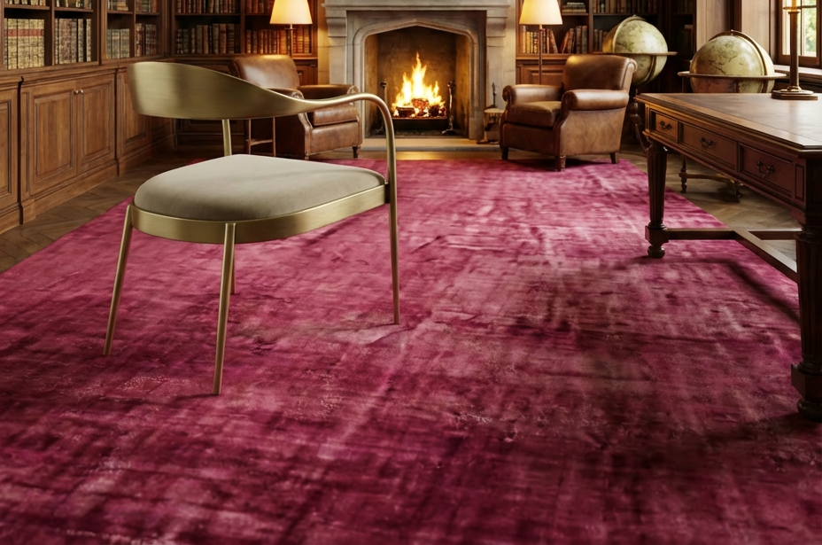 Rugowl Rich Berry Pink Plain Area Rug