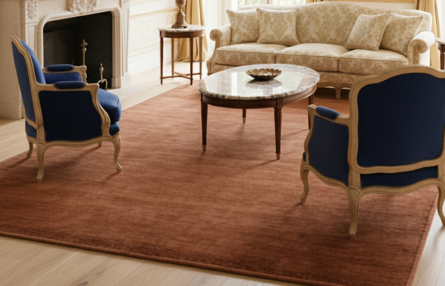 Rugowl Rust Brown Plain Area Rug