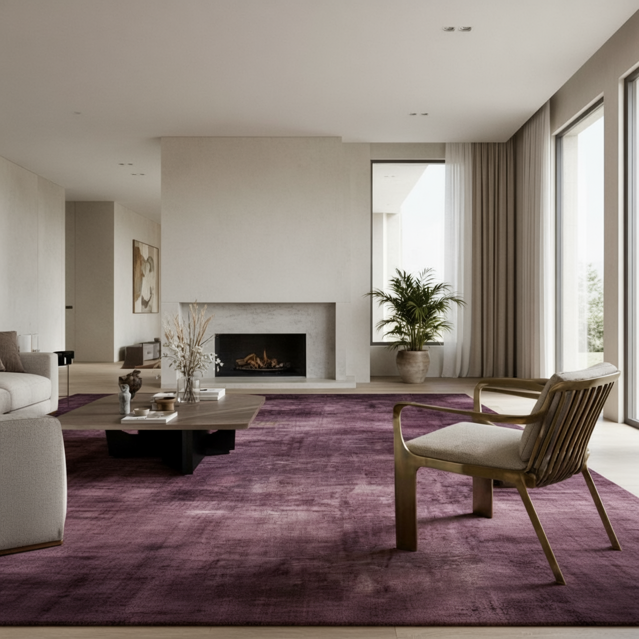 Rugowl Plum Dusk Plain Area Rug