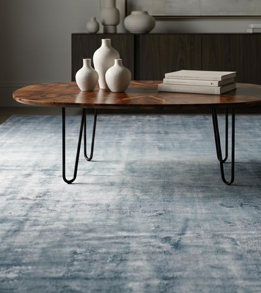 Rugowl Steel Blue Plain Area Rug
